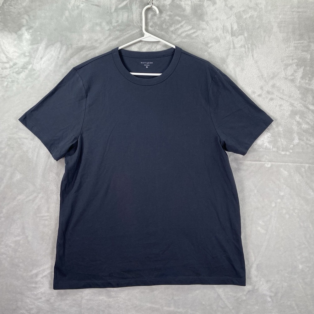 Mott & Bow T-Shirt Mens XL Driggs Tee Crew Neck Short Sleeve Cotton Navy Blue